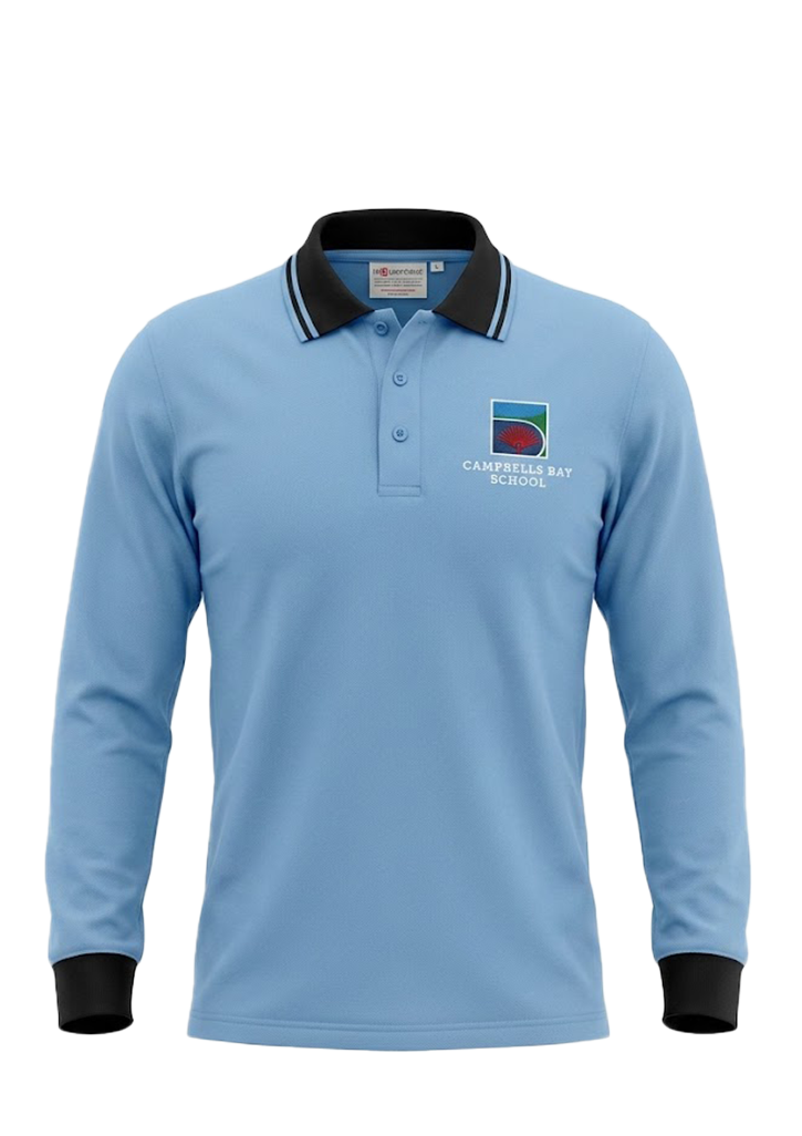 Campbells Bay LS Polo Cornflower Blue